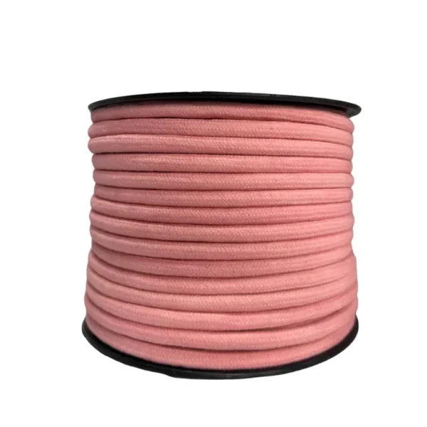 Cola de rata artesanal rosa pastel 7mm en rollo sobre fondo blanco - Interhilos